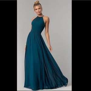 Elizabeth K Halter Chiffon Dress